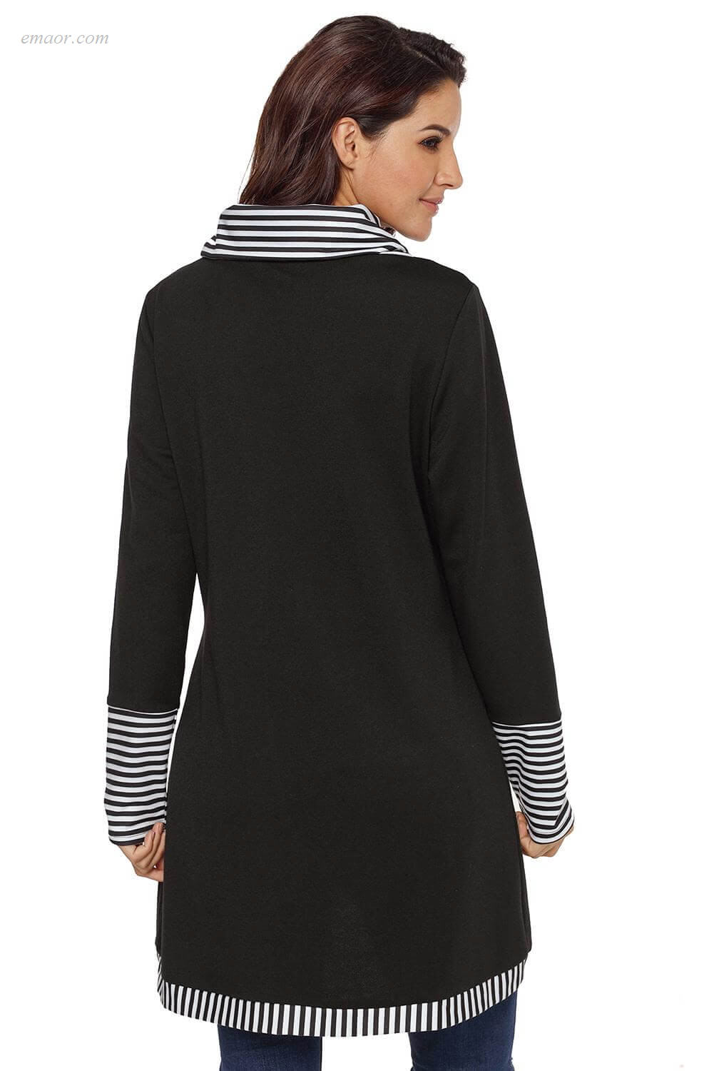 Wholesale Outerwear on Sale Striped Cowl Neck Top Free Country