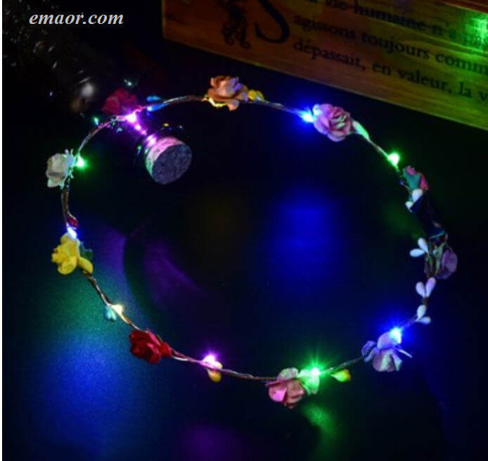 Battery Operated GarlandColorful LED Flashing Flower Headband Party Wedding Concert Holiday Party Supplies 