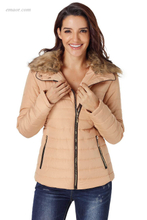 Best Women's Collar Trim Black Quilted Jacket Coats for Ladies on Sale