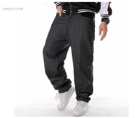 Best HIPHOP Denim Jeans Men's Embroidery Skull Straight Loose Casual Skate Pants Plus Size Jeans on Sale 