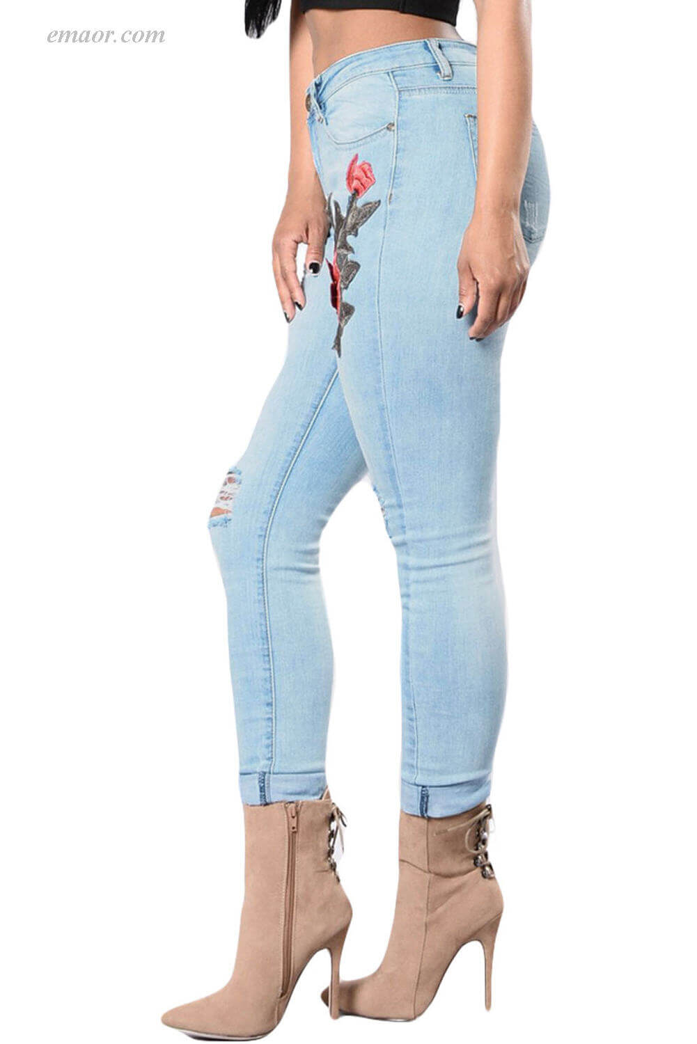 Fashion Nova Women's Ripped Skinny Girl Jeans