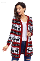 Fashionable Women’s Outerwear Reindeer Geometric Christmas Cardigan Best Selling Outerwear Cooper Designer Outerwear
