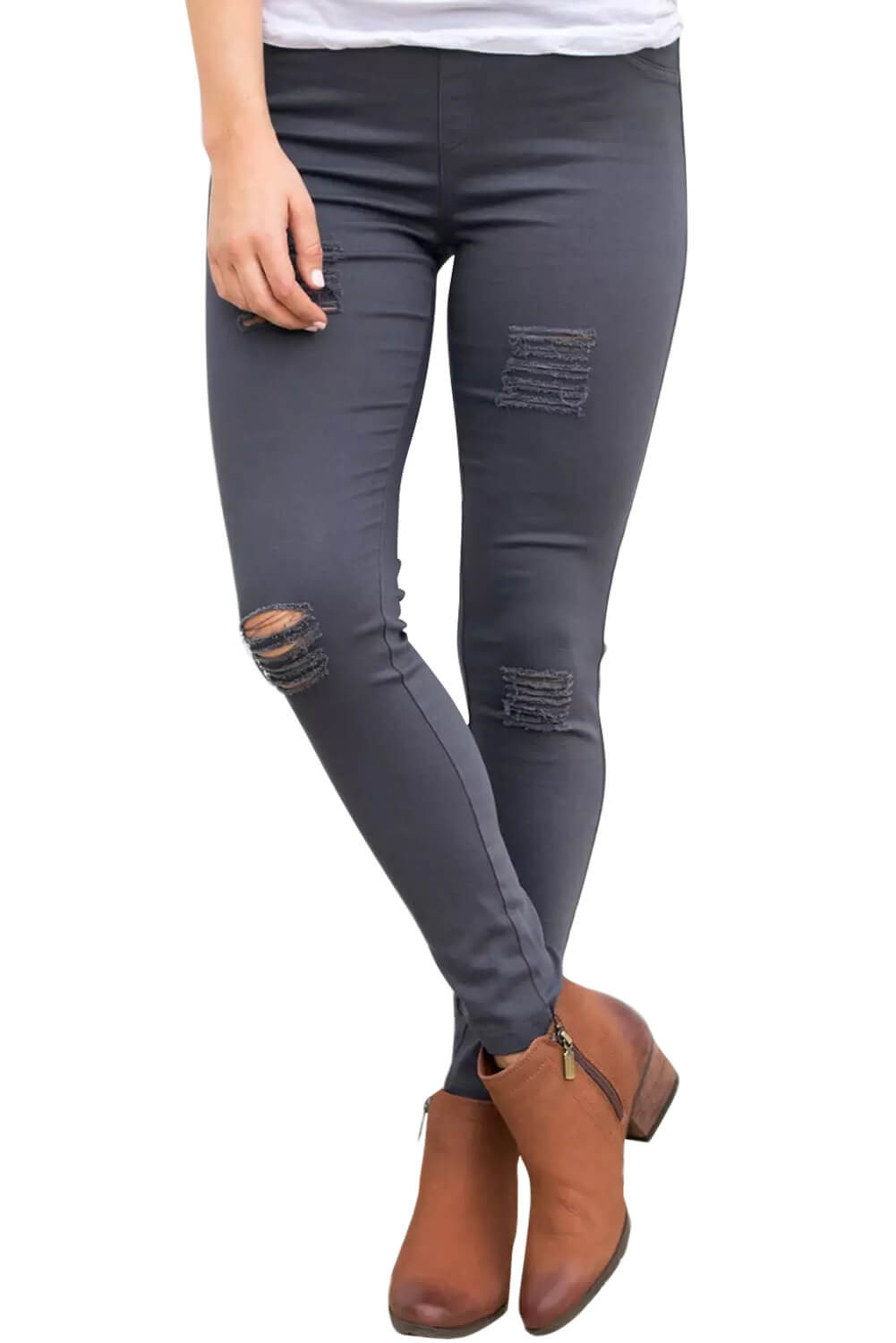 Fashion Distressed Front Best Stretch Denim Pants Online