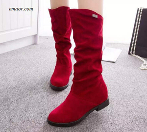 Walmart Female Ladies Height Increased Low Heel Shoes Lady Mid Calf High Boots Female Western Motorcycle Boots