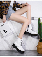 Leather Muffin Martin Boots with Thick Boots And Ankle Straps Martin Work Boots