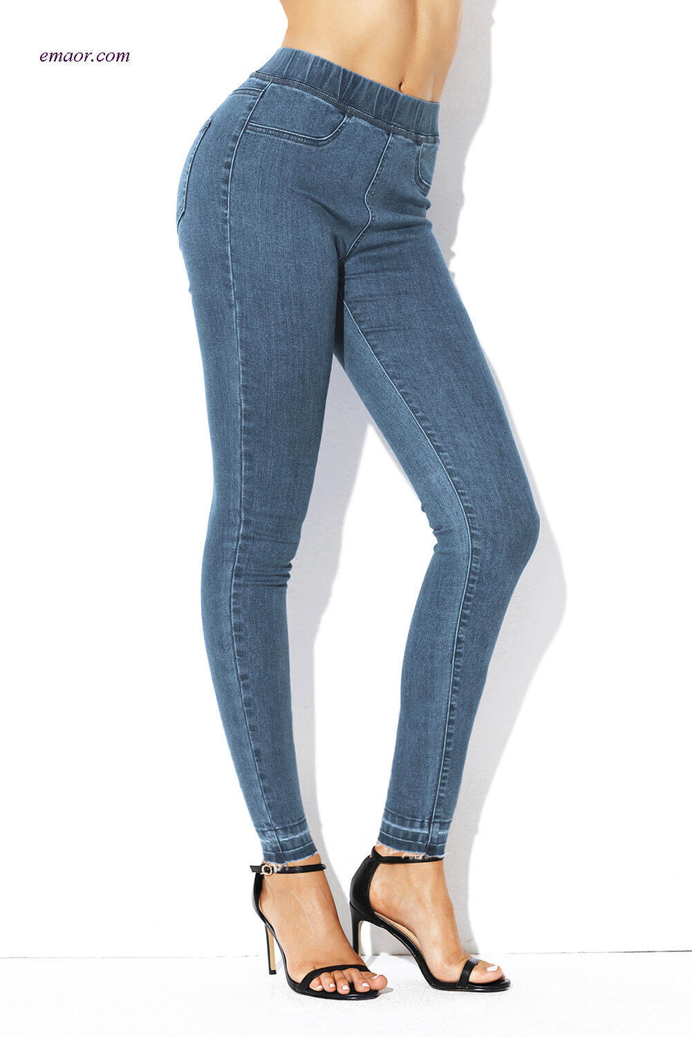 Jeans Wholesale Elastic Waist Jeans Stretch Pants for Women