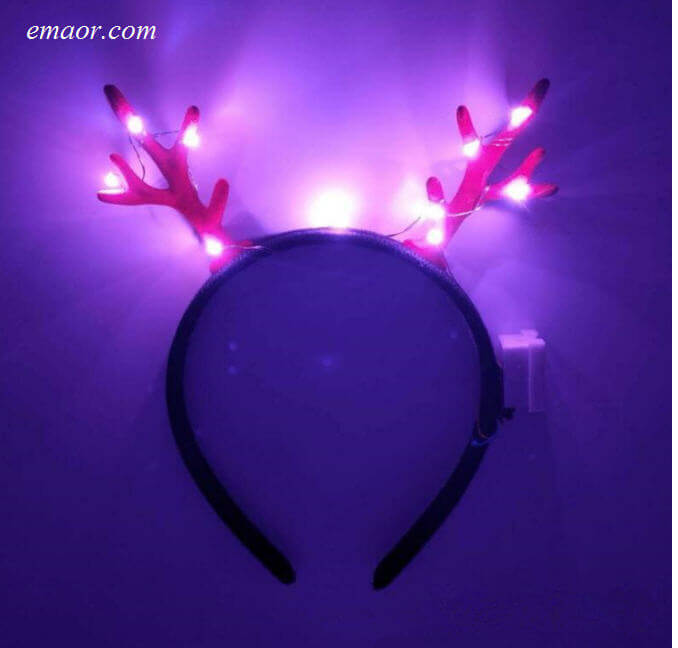 Glow in The Dark Headband Flashing Antler Hairband Light LED Deer Horn ...