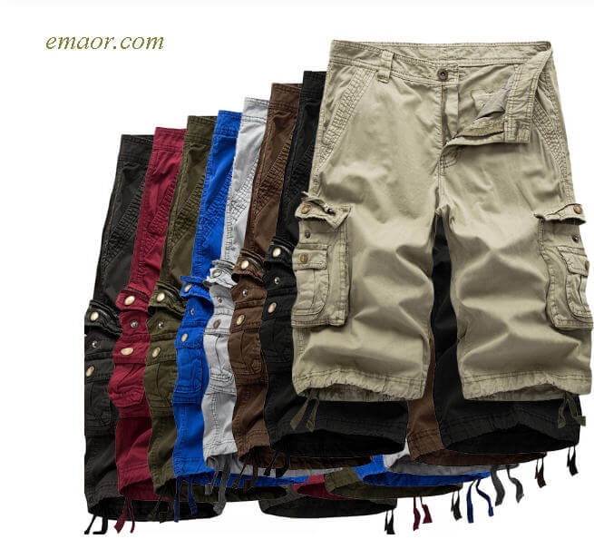 Hot Cargo Shorts Tactical Homme Shorts Casual Solid Multi-Pocket Men's Cargo Shorts Pants