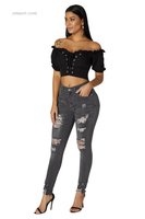 Fashion Women's Raw Hem Denim Jeans Pants on Sale