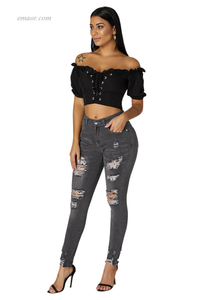 Fashion Women's Raw Hem Denim Jeans Pants on Sale