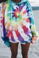  Free Tech Outerwear Oversized Rainbow Tie Dye Hoodie Long Outerwear Vest