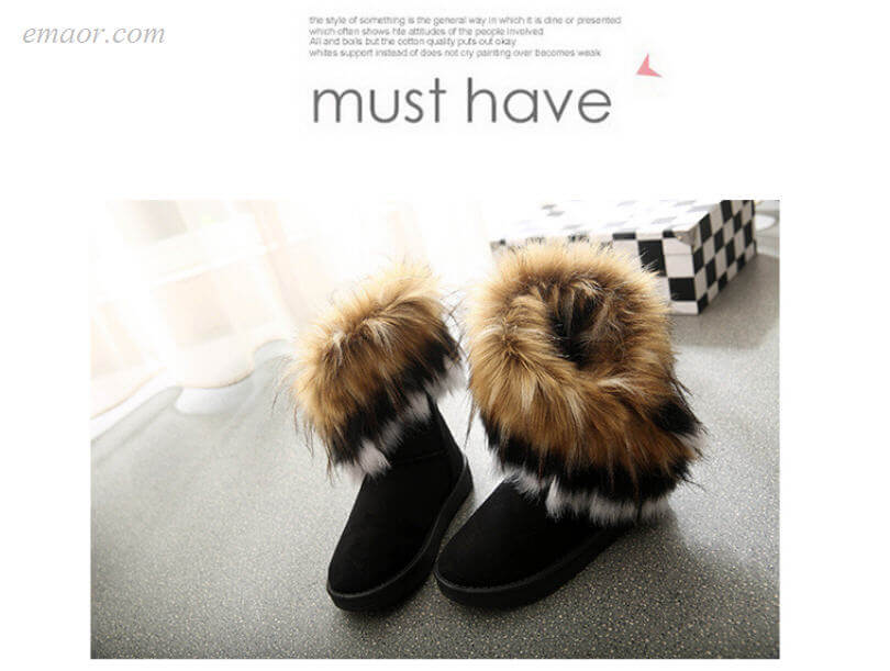 Women's Fashion Fur Boots Ladies Winter Warm Ankle Boots Sperry Duck Boots Womens Short Hunter Boots