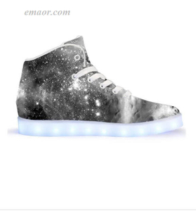 Light Up Running Shoes Black & White Cosmos-App Controlled High Top LED Shoes Led Light Up Sneakers