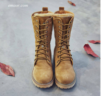 Long Boots Women's Mid Calf Boots Winter Women's Shoes Pig Split Ladies Platform Booties Women's Square Toe Boots