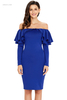 Wholesale Ruffle Off The Shoulder Long Sleeve Bodycon Dress on Sale