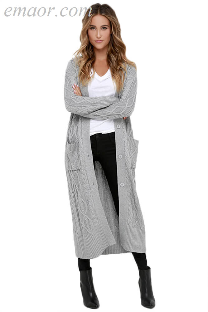 Outwear Wholesale Fashion Clothing Cable Knit Long Cardigan Cable Knit Cardigans Outwear
