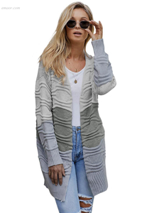 Long Outerwear Winter Women's Designer Walmart Ladies Outerwear Colorblock Knit Cardigan