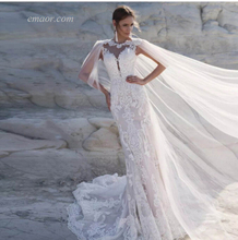 Beach Wedding Dresses Sleeveless Boho Wedding Dress with Shawl Backless Sexy Wedding Dress