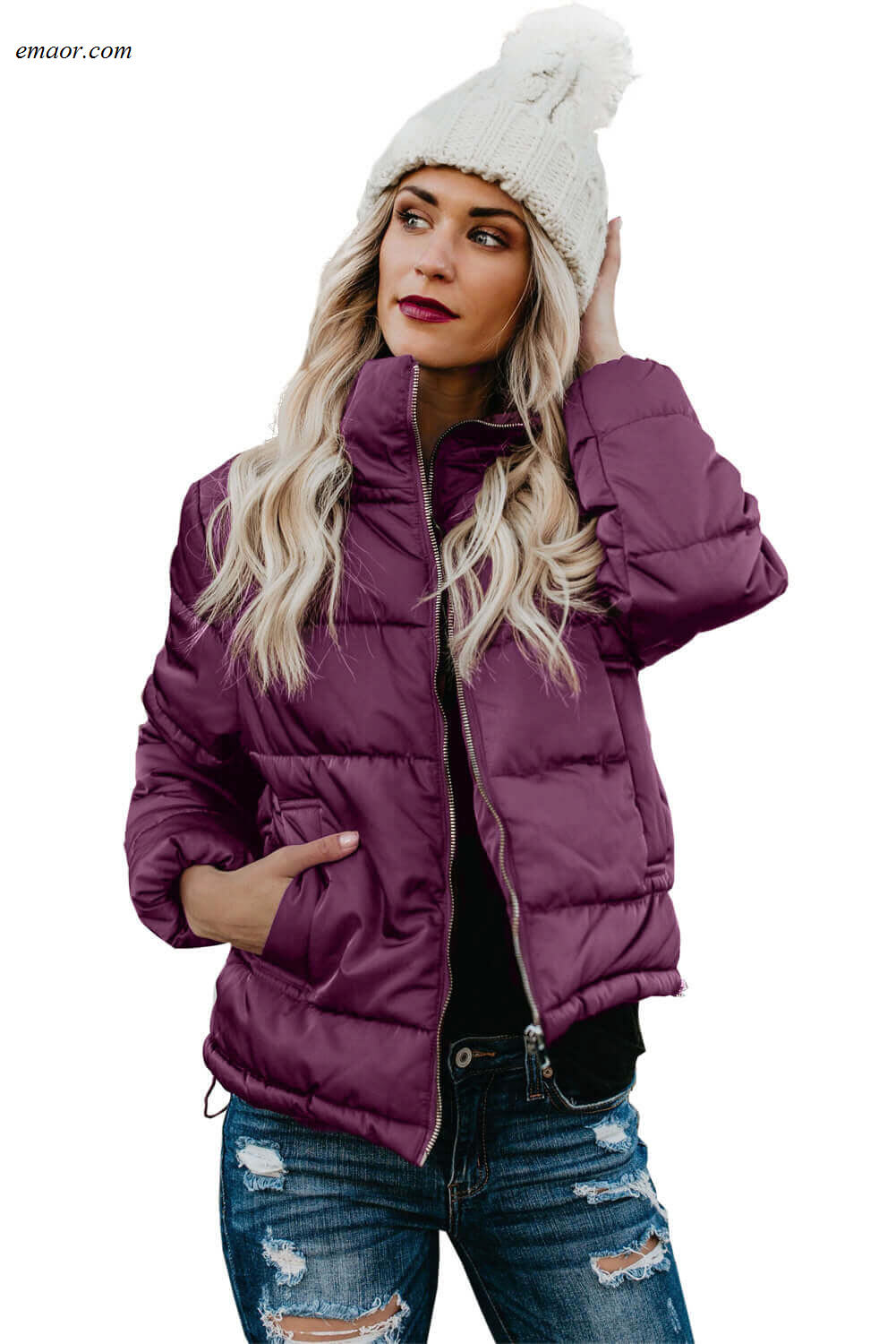 Wholesale Jackets & Coats Pocketed Puffer Jacket on Sale