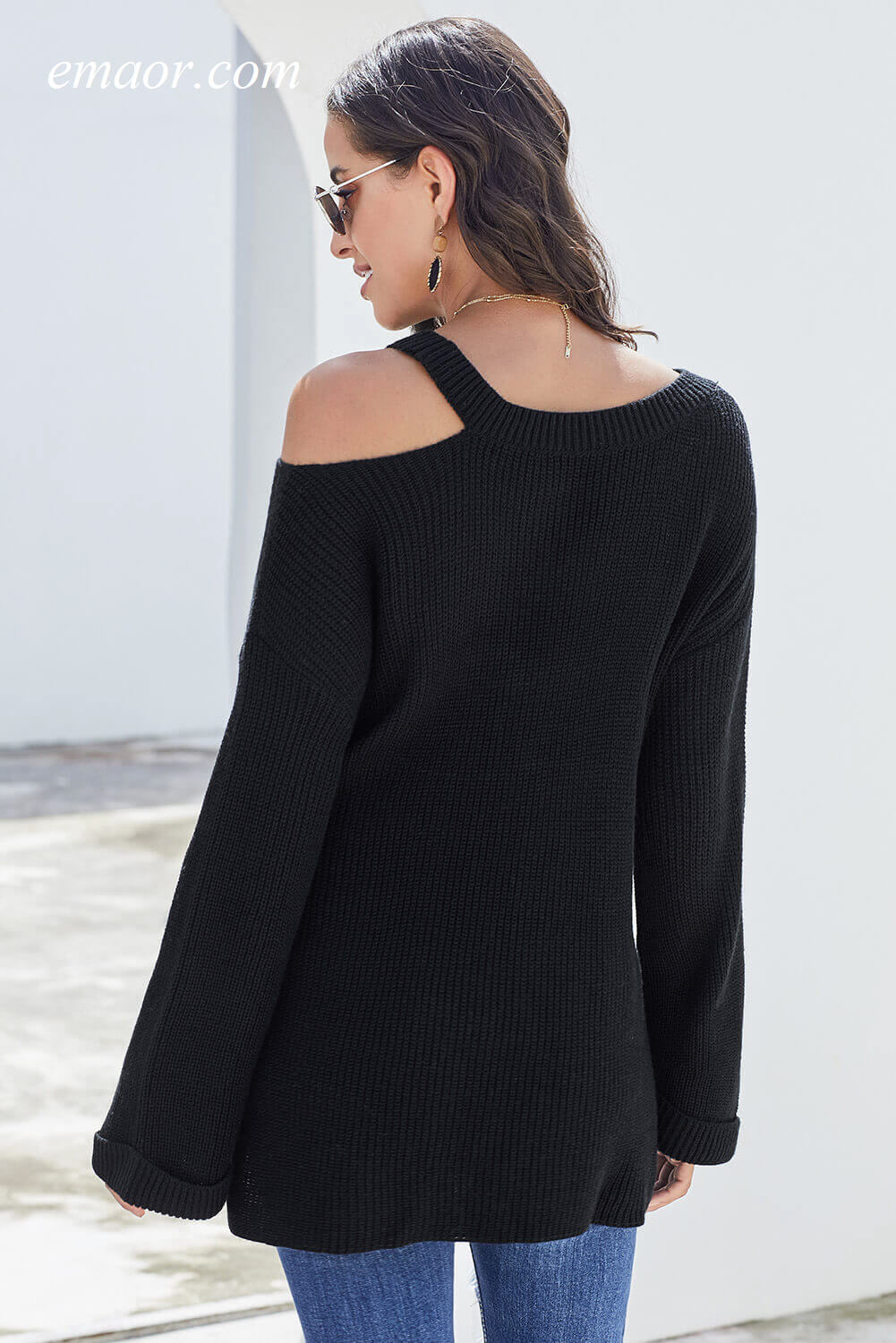 Outerwear Buisness Casual Spring Outerwear Cut Out Shoulder Pullover Sweater Business Sweater Outerwear